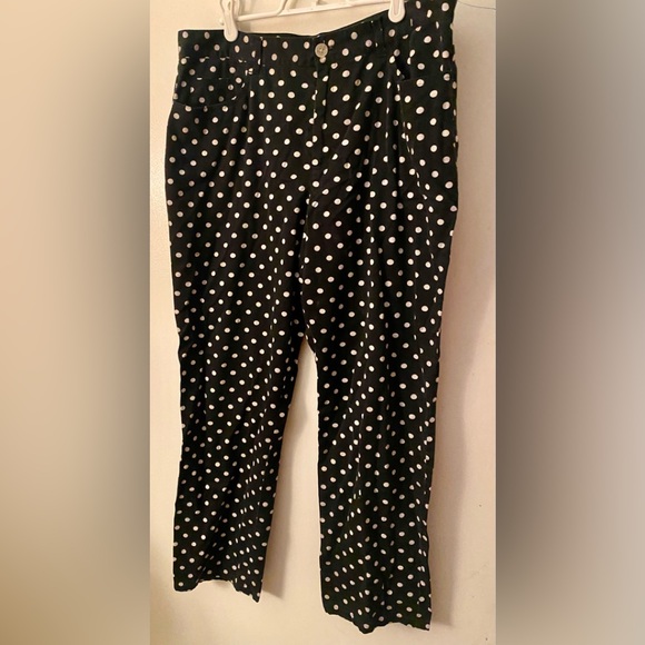 Lauren Ralph Lauren black with white polka dots cotton slacks. Size 14 - Picture 1 of 6
